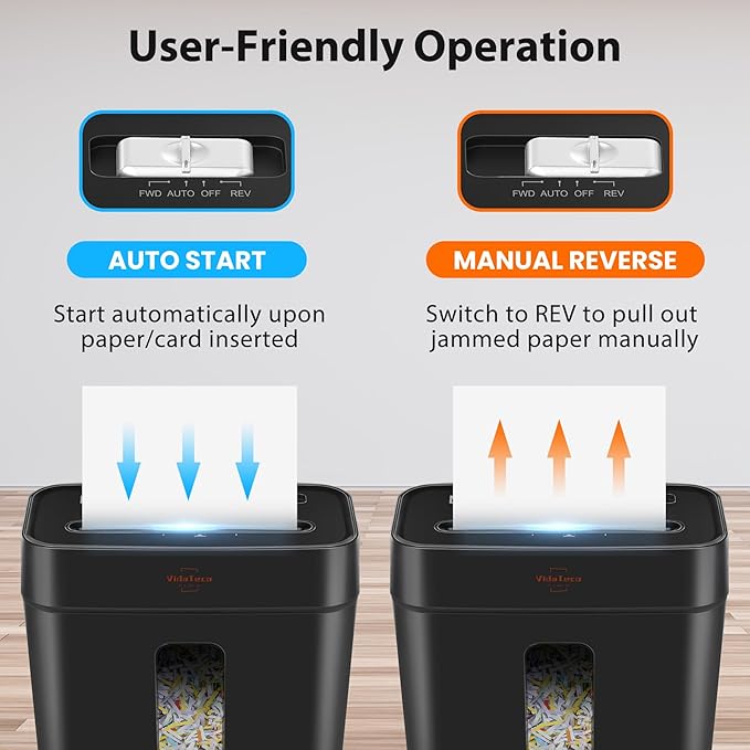 VidaTeco Paper Shredder for Home Use 6-Sheet Cross-Cut Shredder, Also Shred