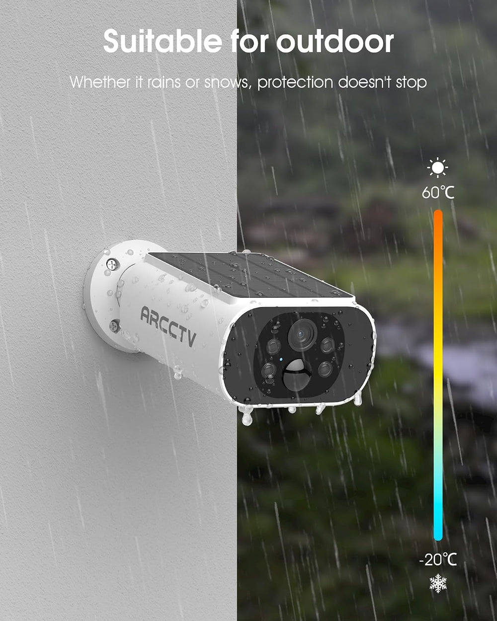 ARCCTV Solar Security Camera Outdoor Wireless with Built-in Solar Panel
