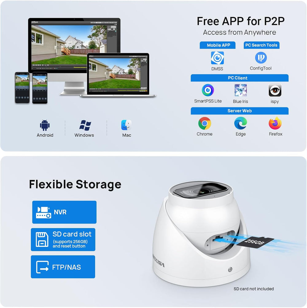 VIKYLIN 4K 8MP IP POE Security Camera,DMSS/SmartPss Lite