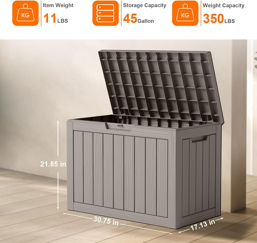 Vixzen 45 Gal Waterproof Outdoor Storage Box Lockable Deck Box