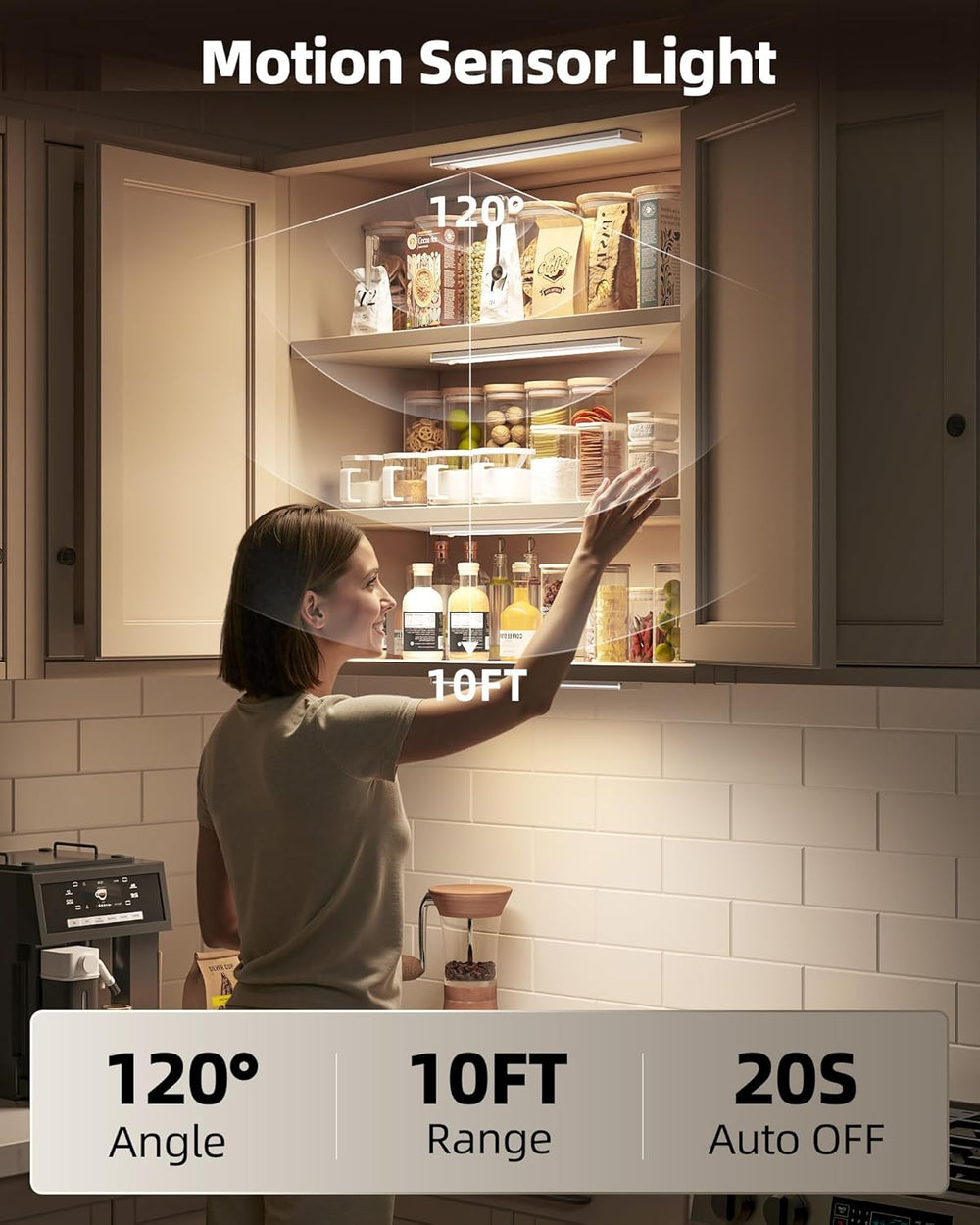 12inch Under Cabinet Lighting with Remote, 2400mAh Rechargeable Motion Sensor...