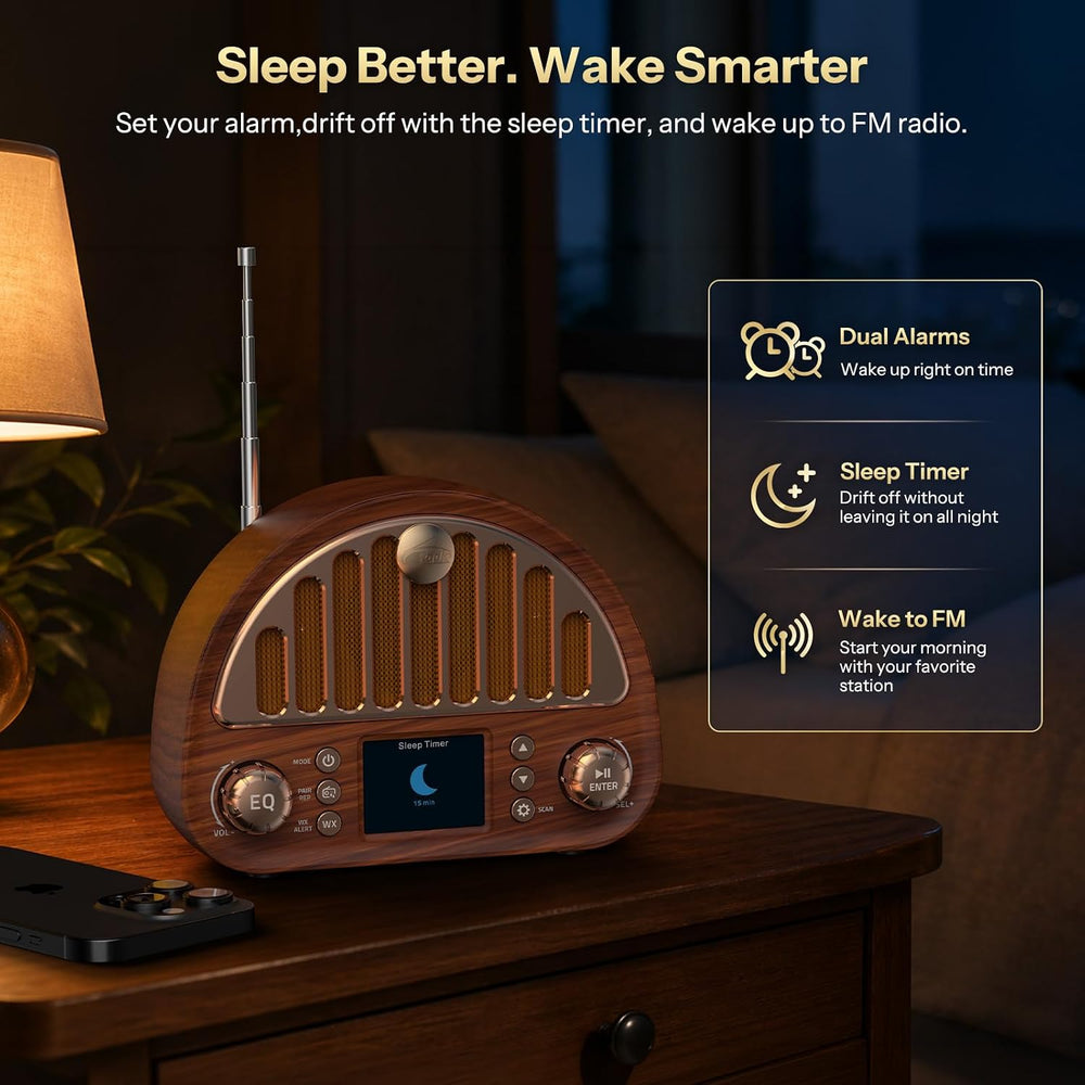 Retro FM Radio with Bluetooth Speaker & NOAA Weather Alert