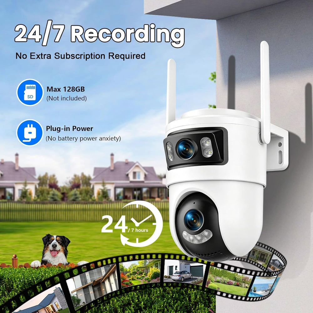 Dual-Lens Security Camera Wireless Outdoor 6MP HD WiFi Connection