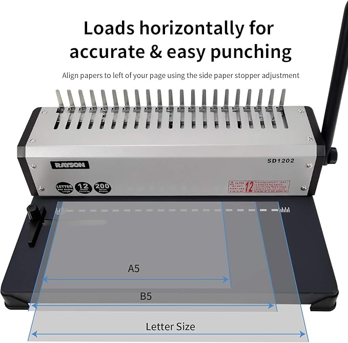 RAYSON SD1202 Comb Binding Machine, 19 Holes, Max Punching Letter Size