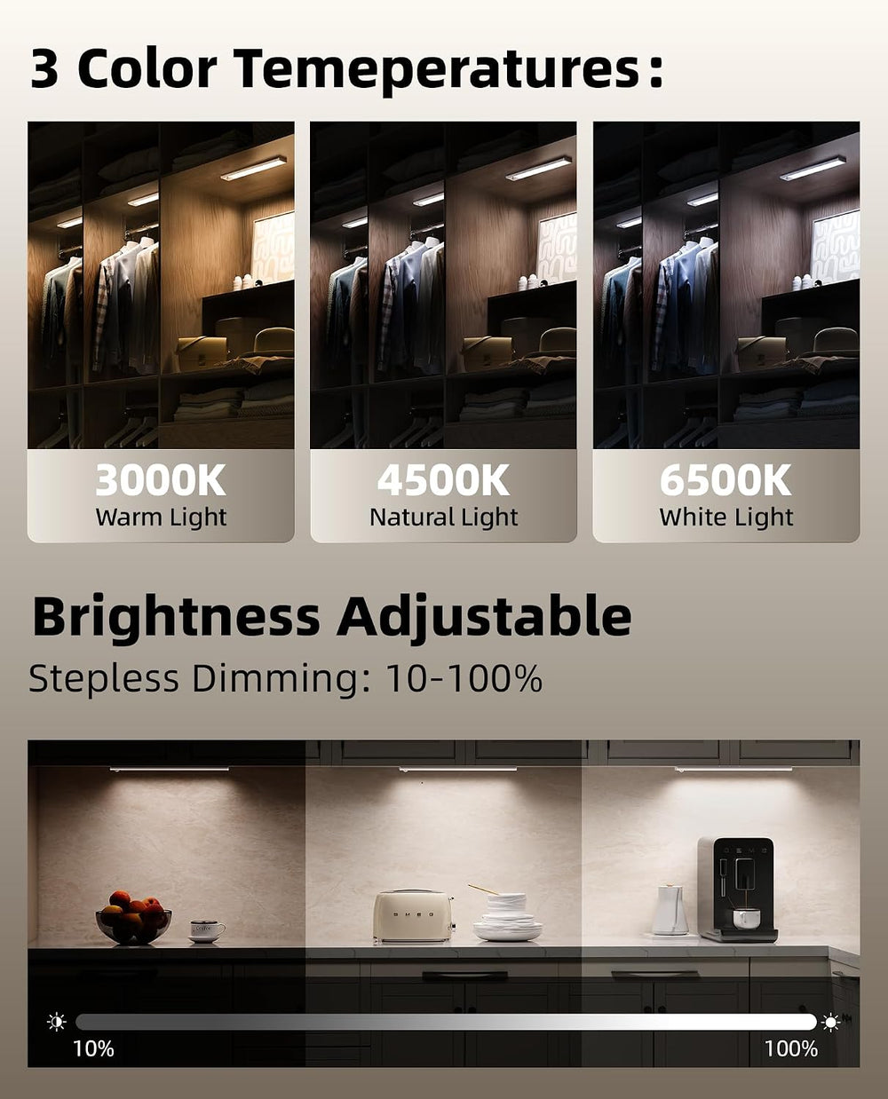 12inch Under Cabinet Lighting with Remote, 2400mAh Rechargeable Motion Sensor...