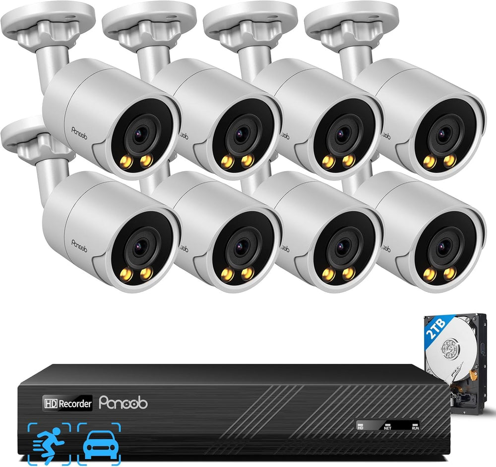 PoE Security Camera System 8CH 4K with 2TB HDD, PB38F0808-8M