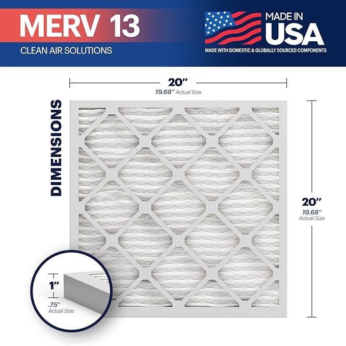 BNX TruFilter 20x20x1 MERV 13 AC Furnace Air Filter (12 Pack)