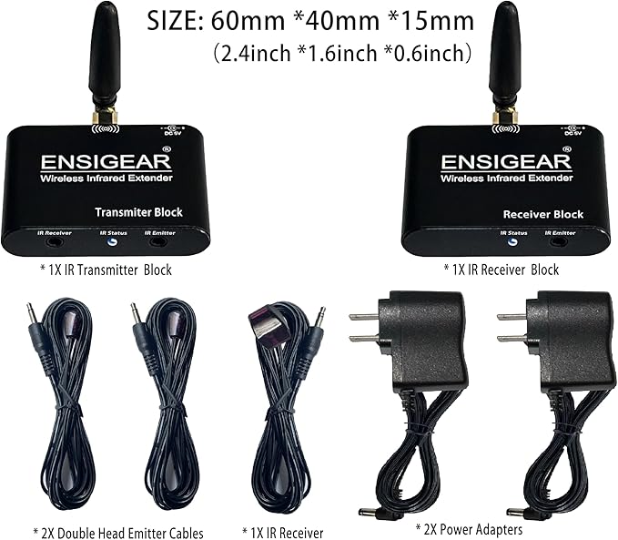 ENSIGEAR Wireless IR Repeater Kit, Infrared Remote Control Extender, Infrared