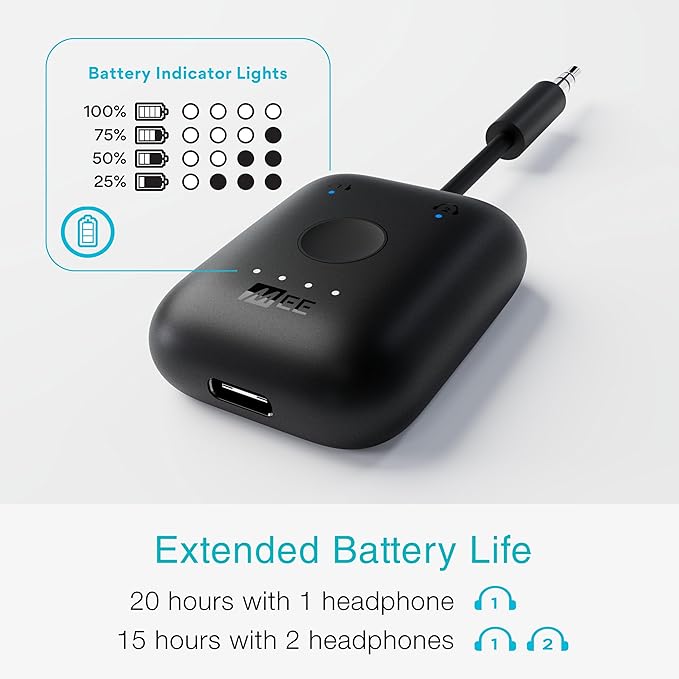 MEE audio Connect Air in-Flight Bluetooth Wireless Audio Transmitter Adapter ...