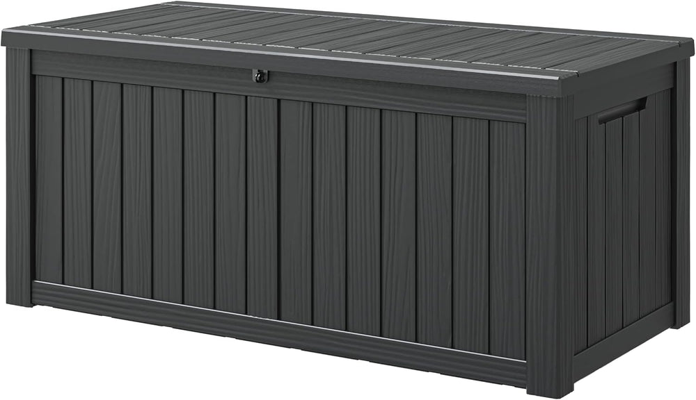 150 Gal Deck Box,Outdoor Storage Box Waterproof Lockable,Gas Lift,Black