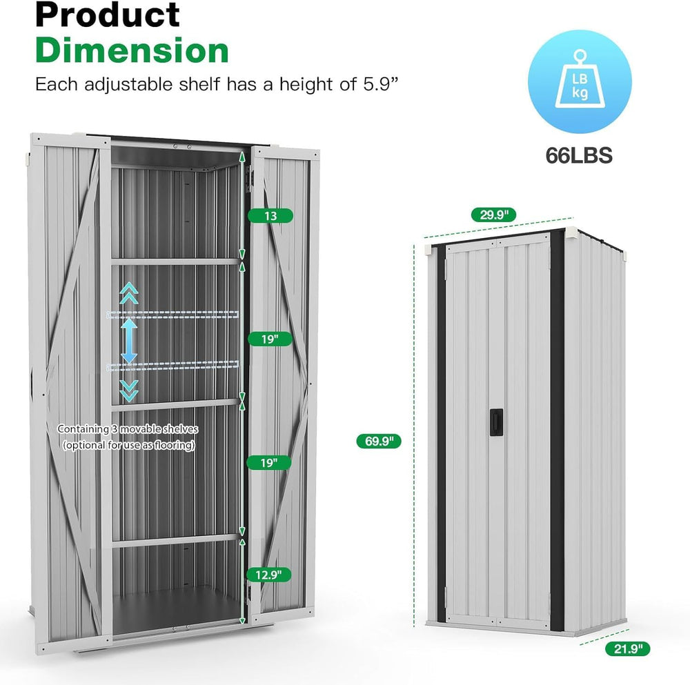 AECOJOY Outdoor Storage Cabinet Waterproof, 70" Vertical Tall with Base