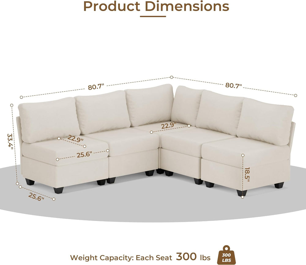 Breakfast Nook Bench with Storage, 5 Seats Modular Corner Banquette Seating