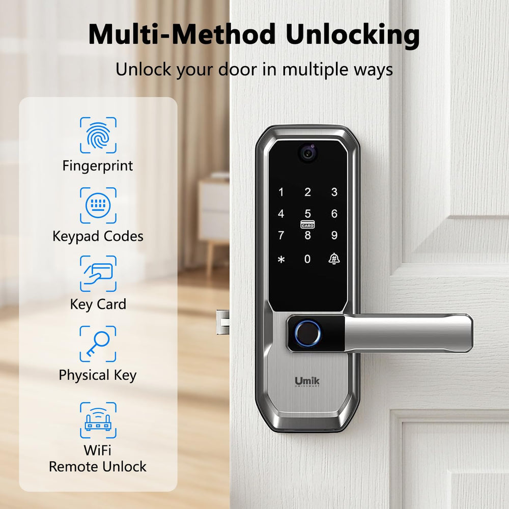 UMIKSMART WiFi Smart Door Lock with Camera, Fingerprint Keypad, App Control