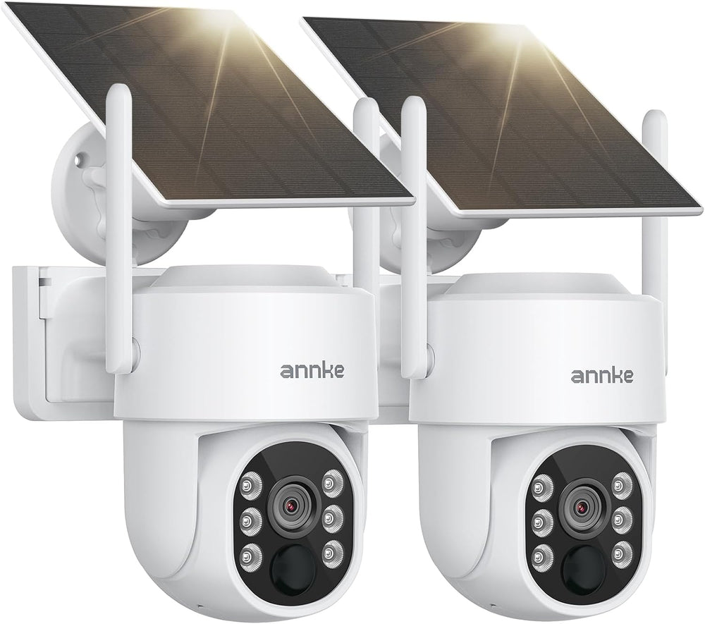 ANNKE 4MP Solar Security Cameras Wireless Outdoor, 2 Pack, Human Detection