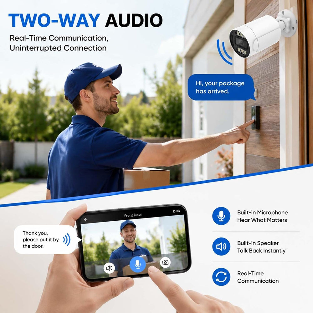 4K 8MP PoE Outdoor Security Camera, 2.8mm 108° Wide Angle