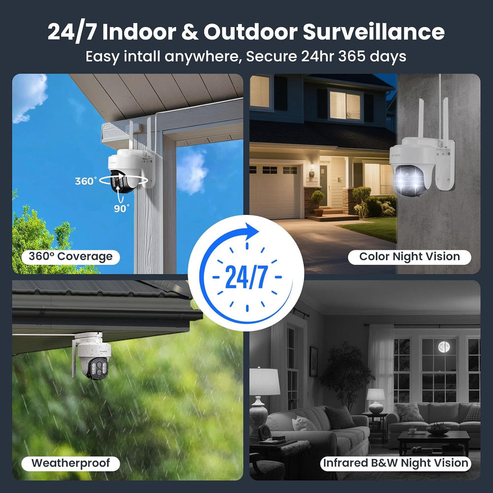XMARTO 10X Zoom PTZ AI Tracking WiFi6 Camera Bundle, 6 Cam 2K 10CH NVR 1TB