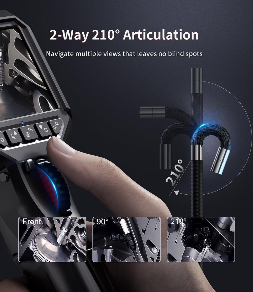 Ralcam Two-Way Articulating Borescope with Light, Slim Probe