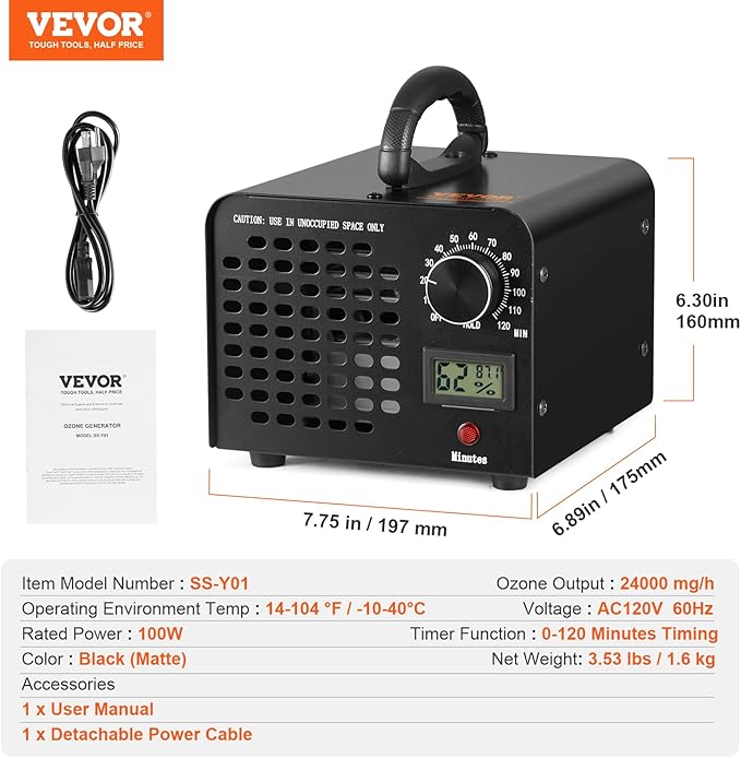VEVOR Ozone Generator, 24000mg/h Ozone Machine, High Capacity