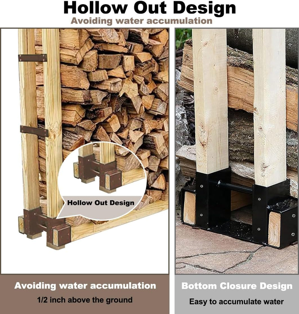 Outdoor Firewood Rack Bracket Kit for 2x4 lumber, Brown, 1 Pair