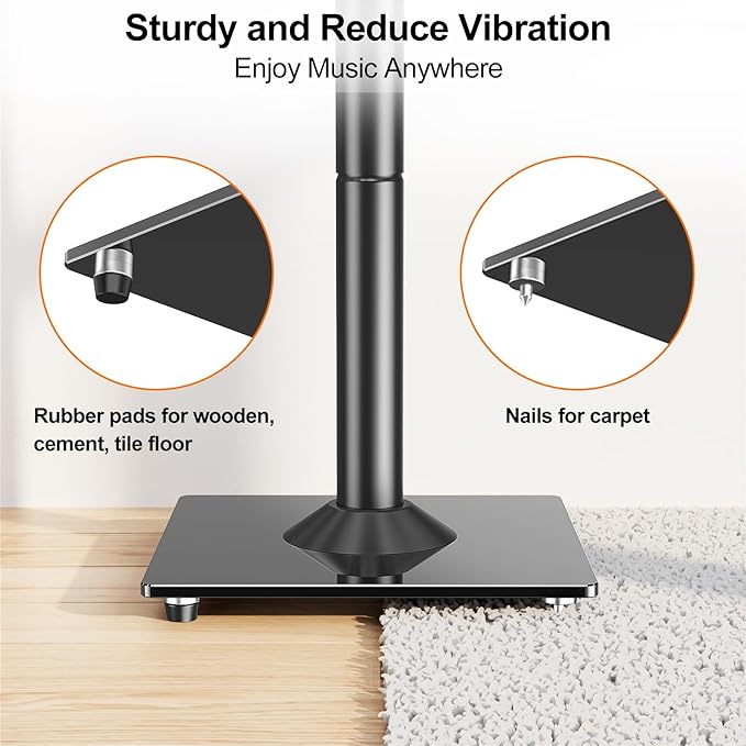 ELIVED Universal Speaker Stands Height Adjustable 28"-37.4", Booksh...