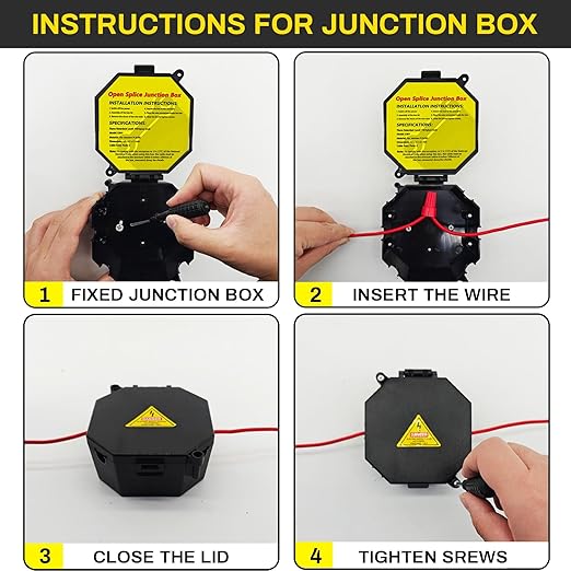 MIARALA Black Open Splice Junction Box, Splice Box Wire Electrical Junction B...
