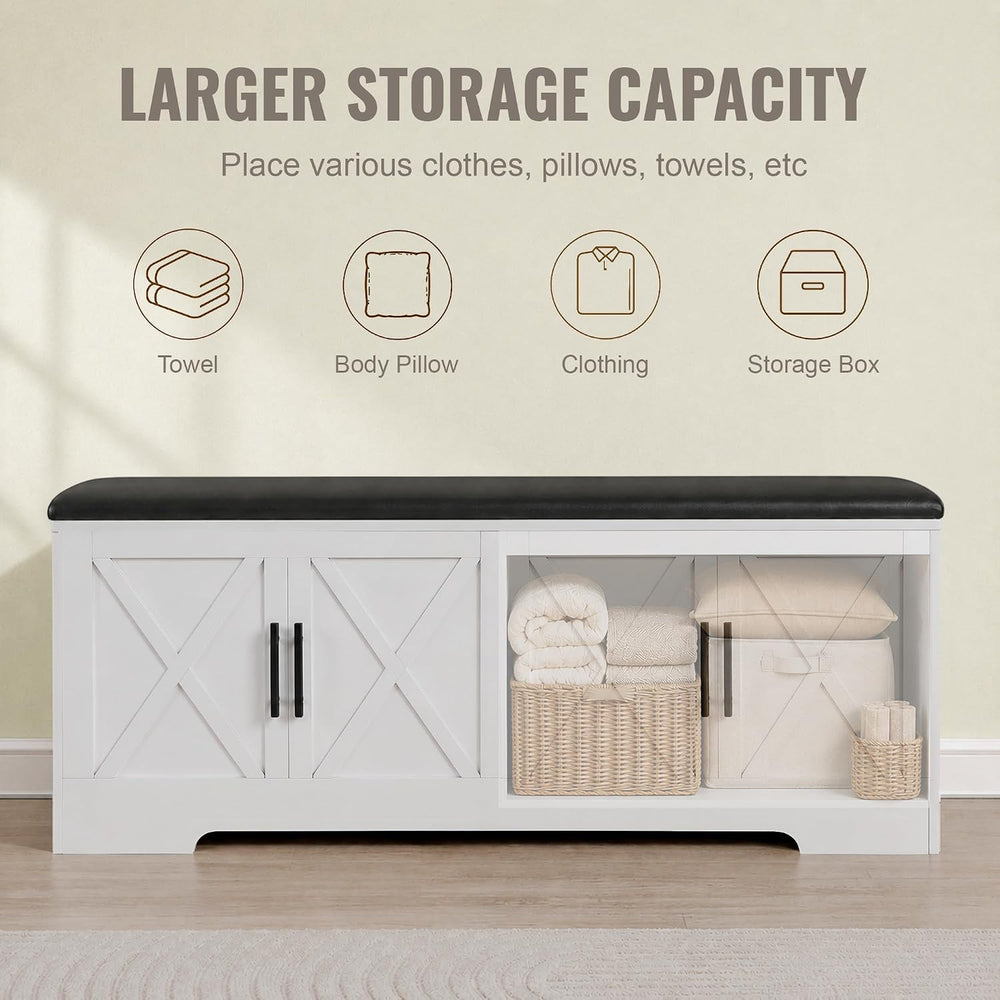 DreamDashio Storage Bench with Cushion, 47.2" End of Bed Storage Bench w...