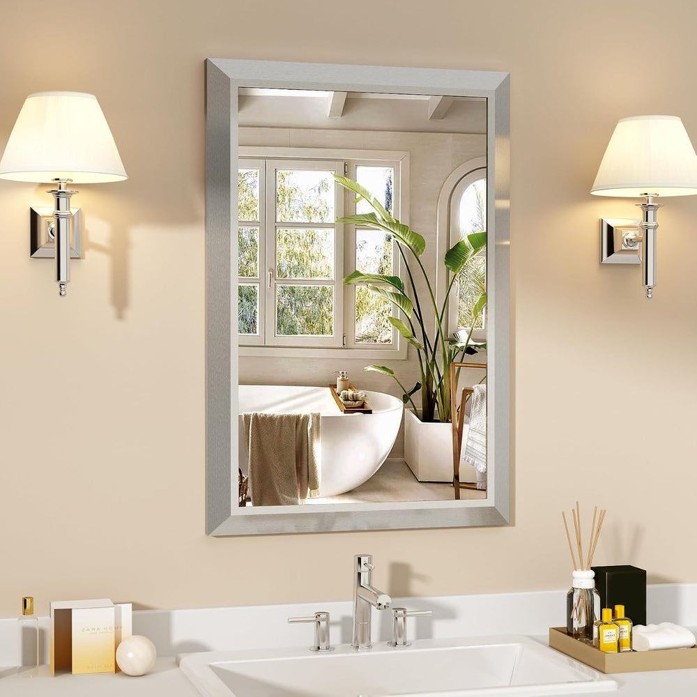 SMIROR Brushed Silver Bathroom Mirror