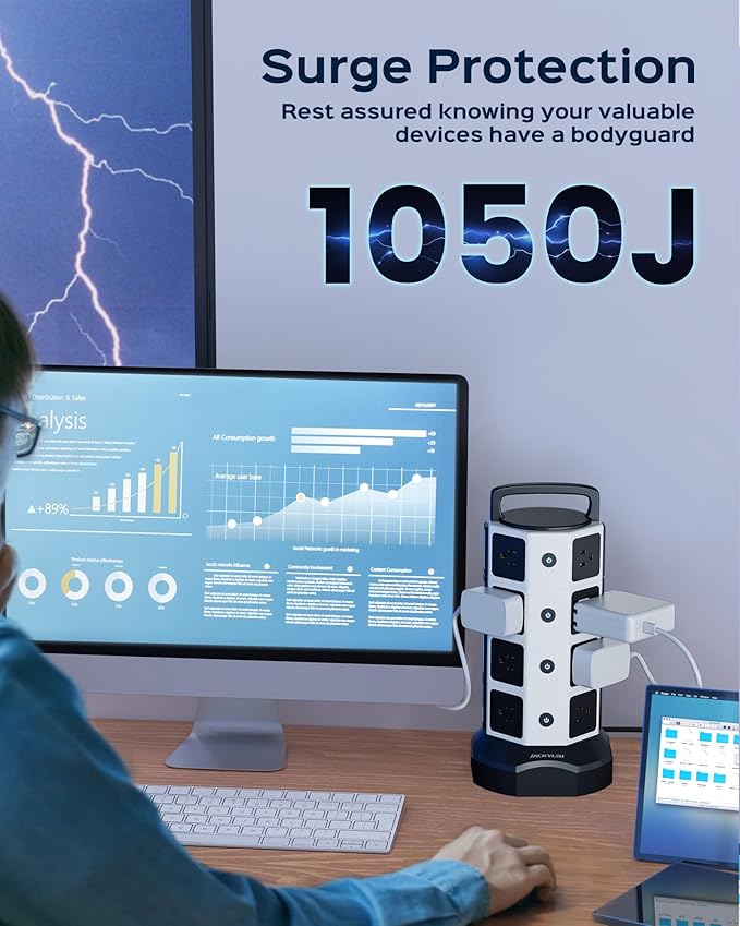 Power Strip Tower Surge Protector