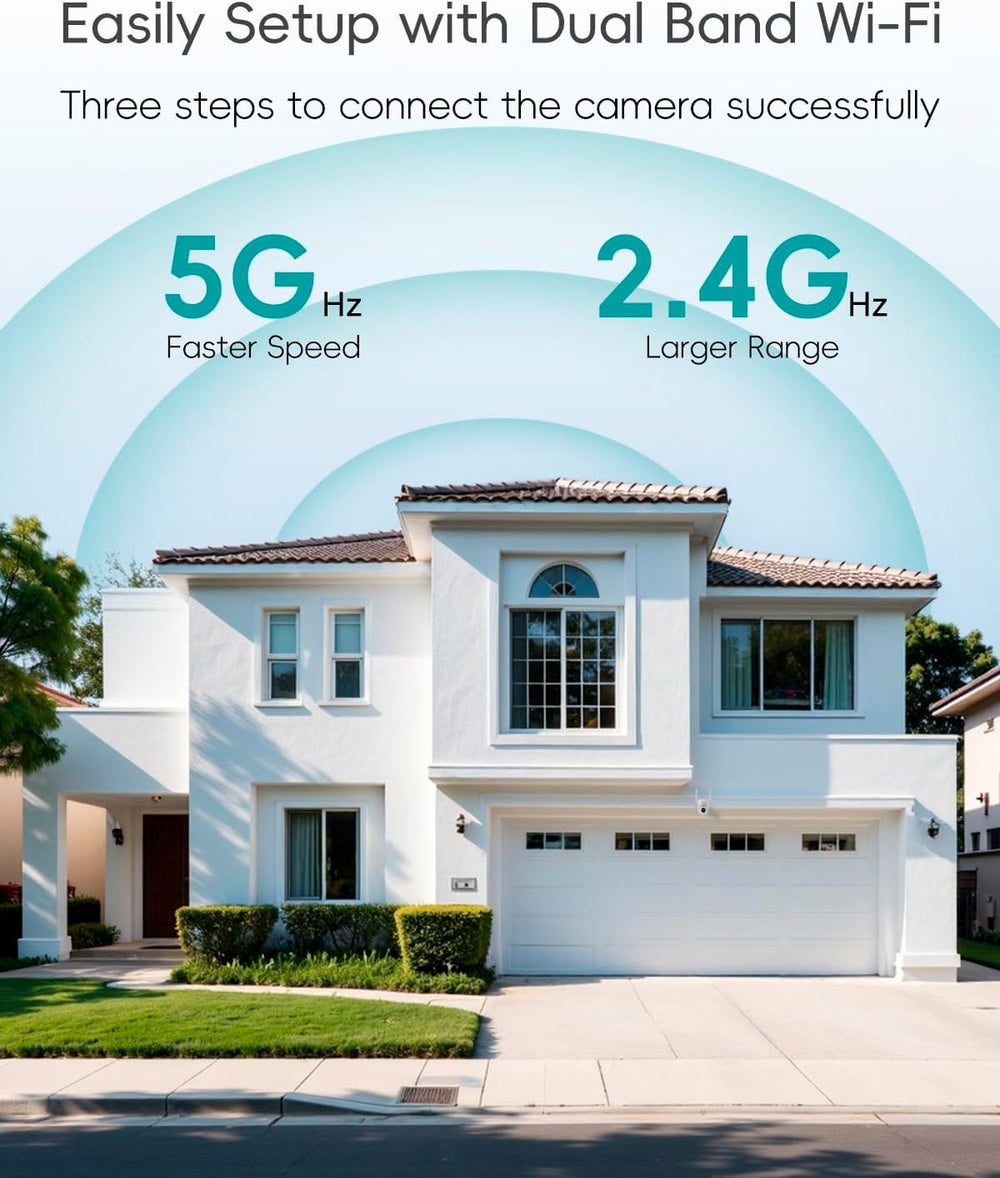 ZUMIMALL 2K WiFi Outdoor Security Camera, Plug-in, 360° PTZ Auto Tracking