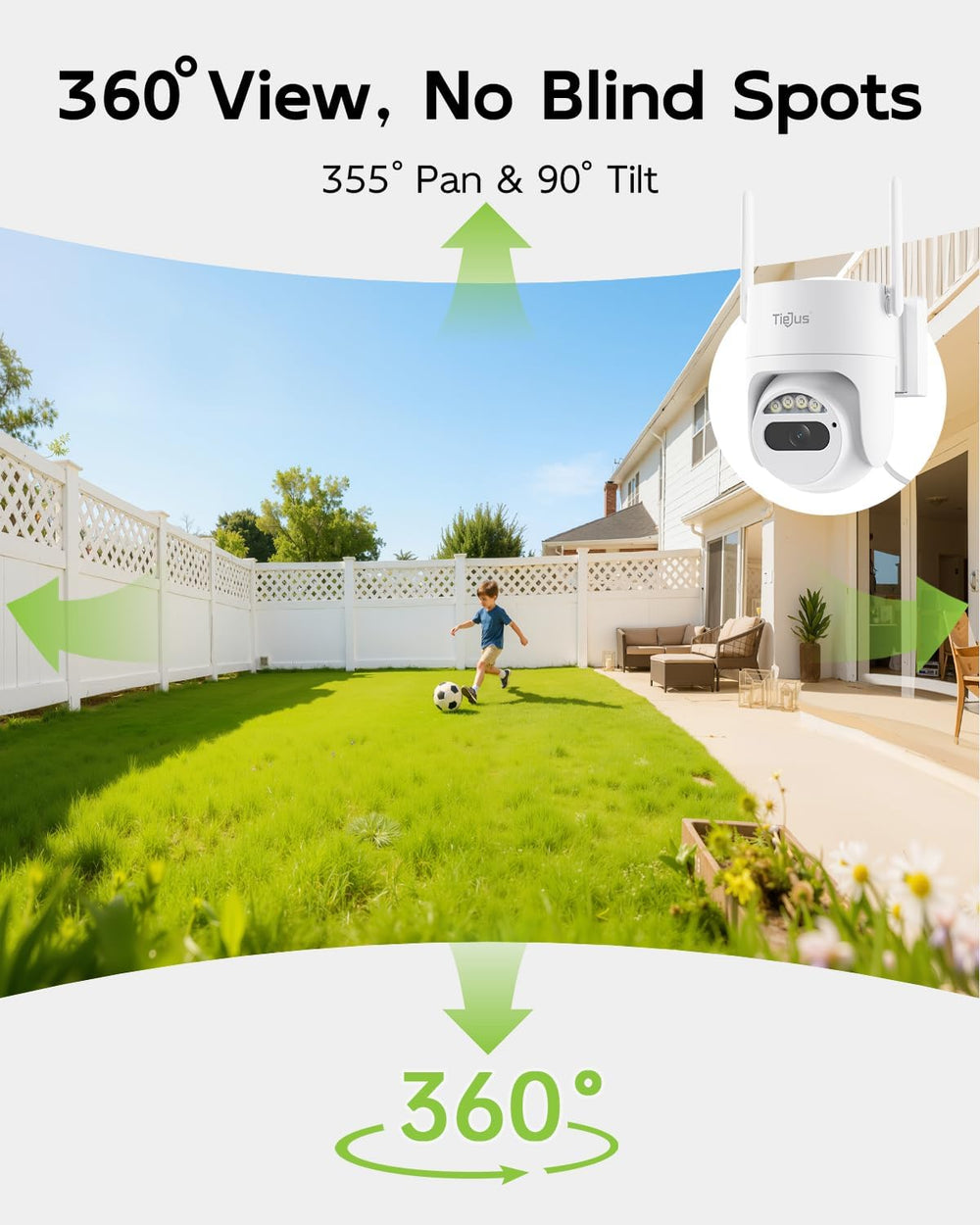 2K Wired Security Camera Outdoor 24/7 Recording, 5G/2.4G WiFi
