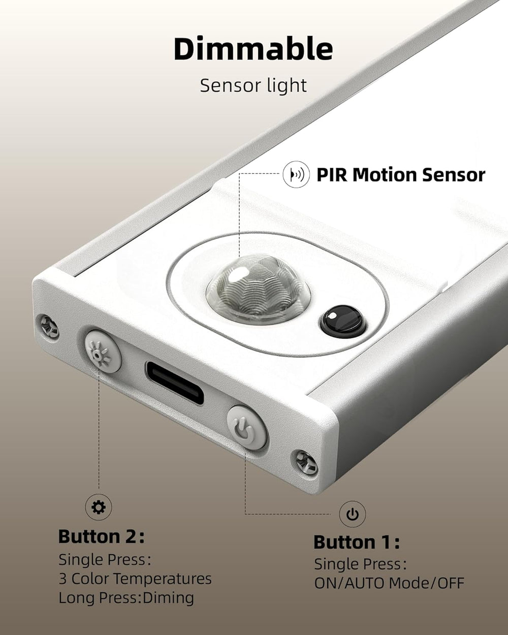 12inch Under Cabinet Lighting with Remote, 2400mAh Rechargeable Motion Sensor...