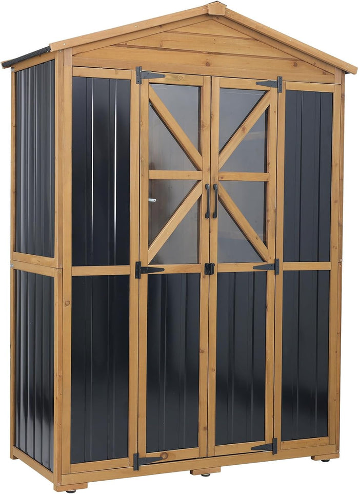 Gowoodhut Large Outdoor Storage Cabinet Tool Shed with 6 Adjustable Shelves