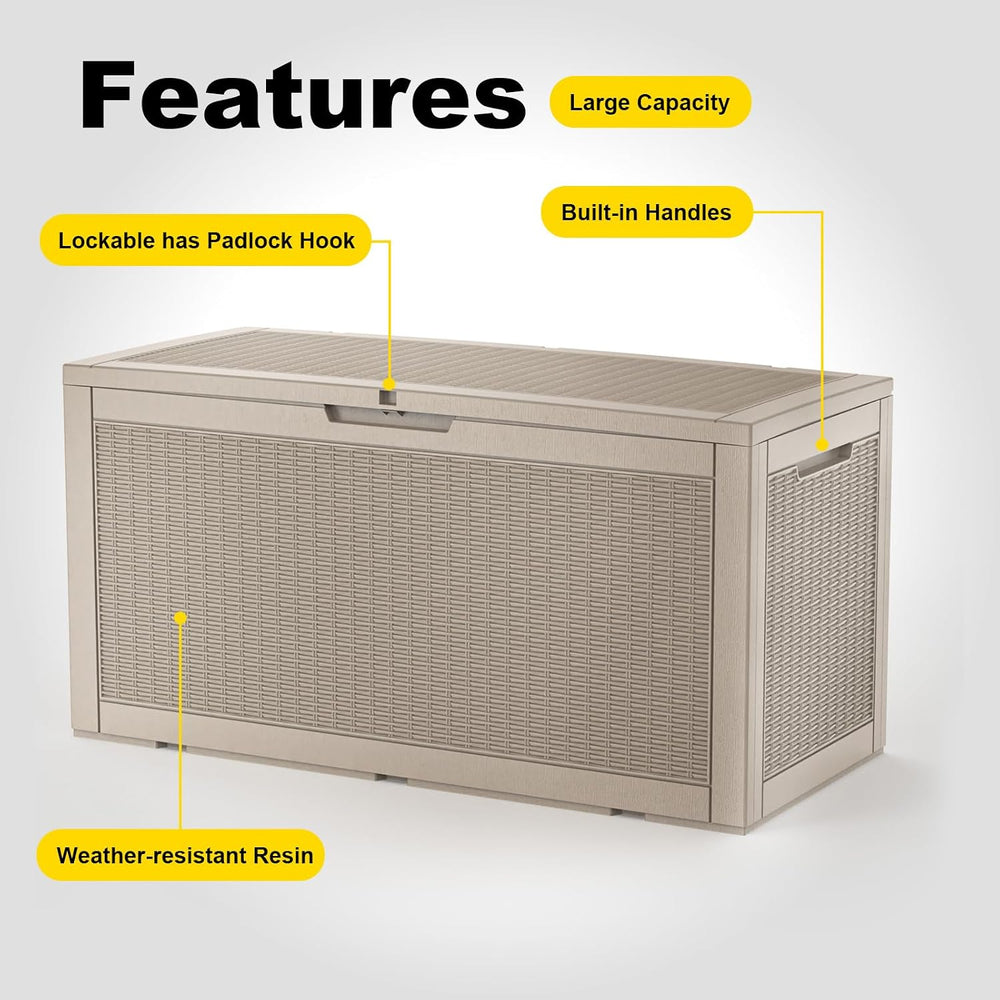 100Gal Waterproof Outdoor Storage Box UV Resistant Deck Box
