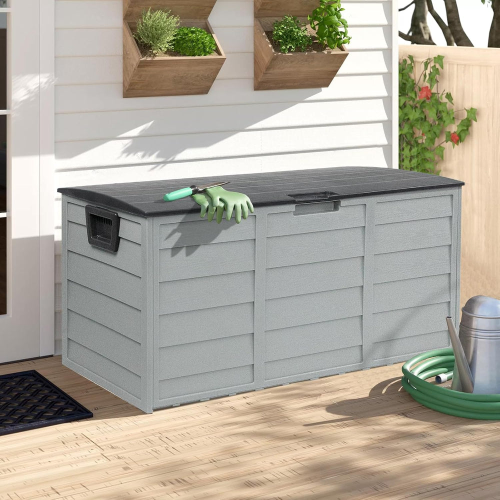 75 Gallon Outdoor Deck Storage Box, Patio Resin Deck Storage Container, Store...