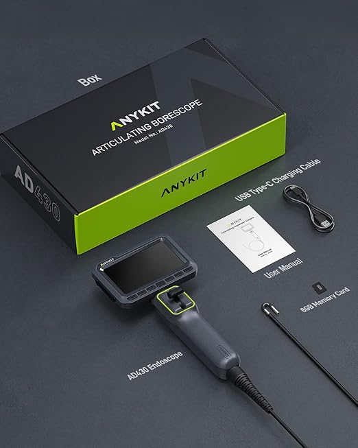 Anykit Articulating Borescope, 210° Two-Way 0.22in Slim Probe Endoscope