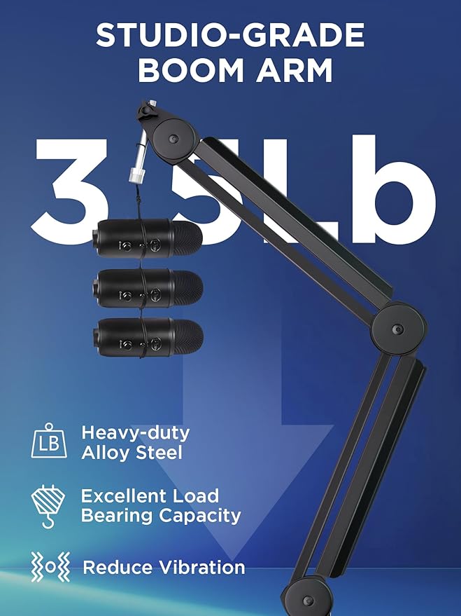 InnoGear Mic Boom Arm Microphone Stand Cable Management