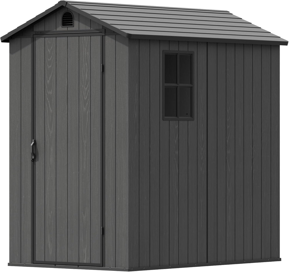 Devoko 4×6 FT Resin Storage Sheds with Floor, Dark Gray