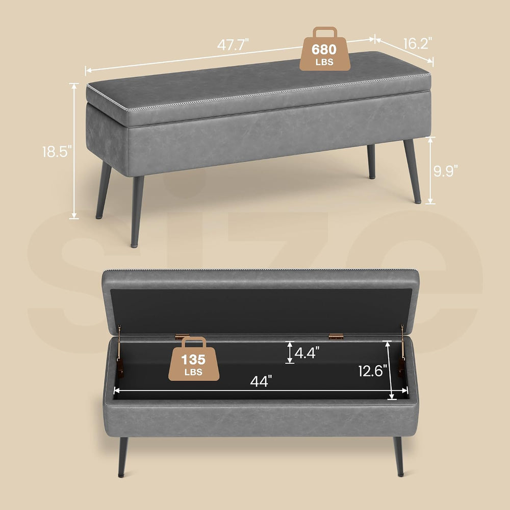 IDEALHOUSE Storage Ottoman Bench, Ottoman Foot Rest, Mid-Century Modern, Stit...