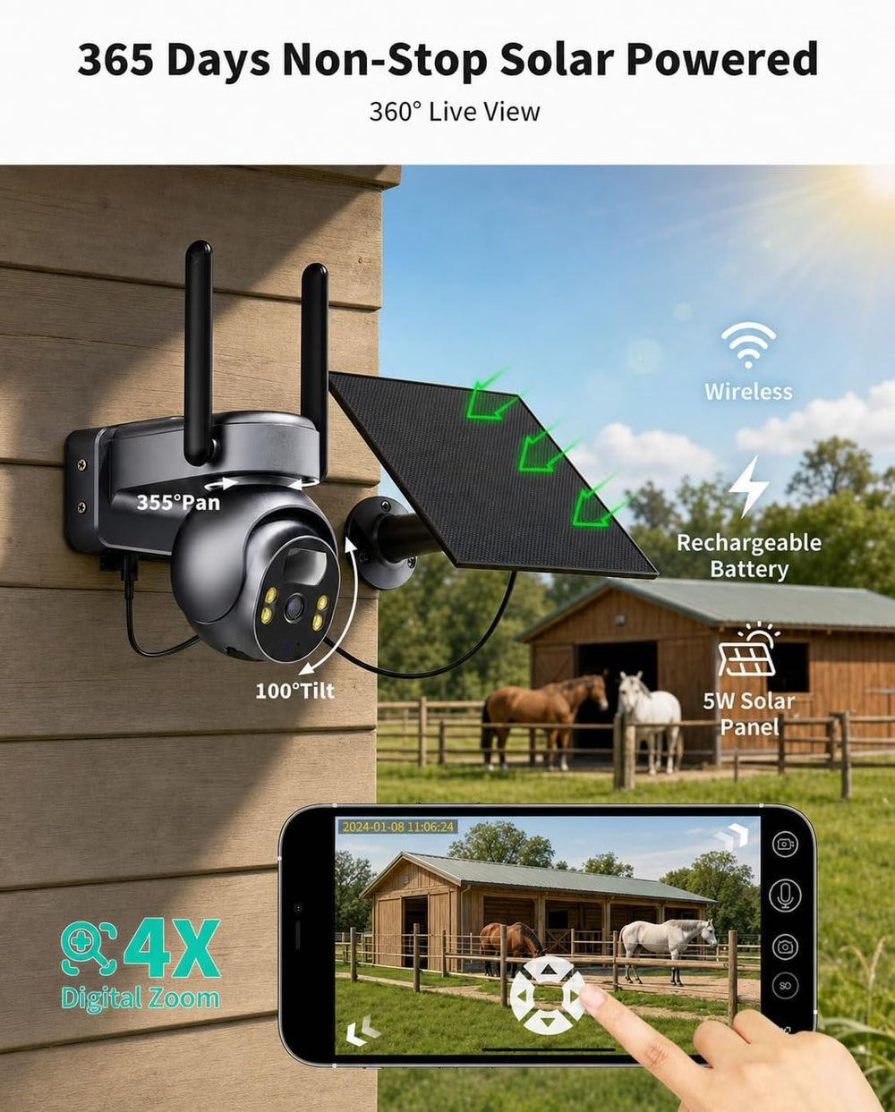 LIWAN 4G LTE Cellular Security Camera Outdoor, No WiFi Security Camera, 2K