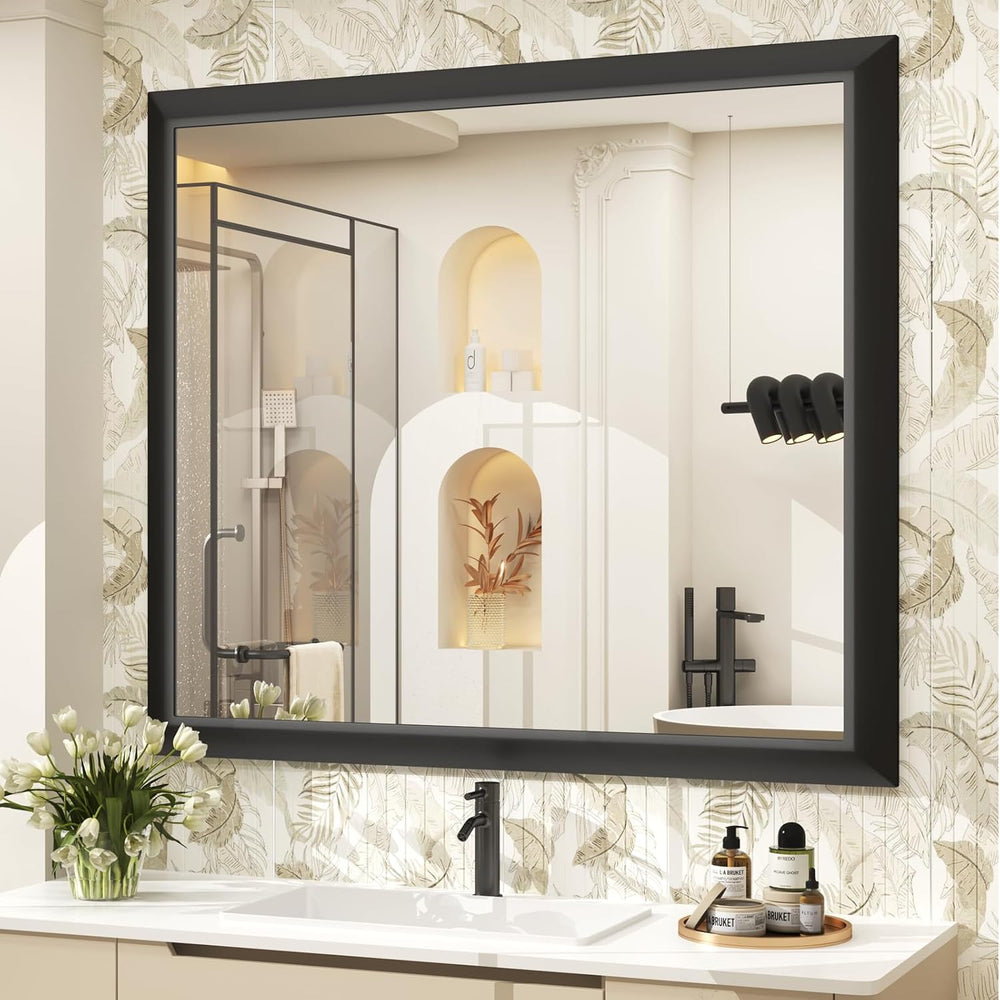 SMIROR Matte Black Bathroom Mirror