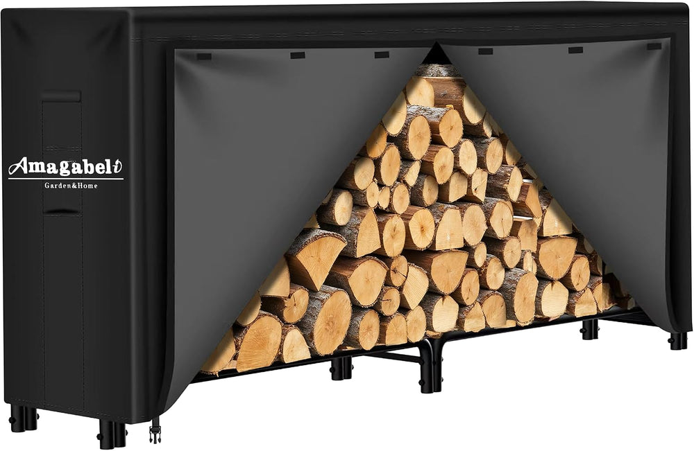 AMAGABELI GARDEN & HOME 8ft Firewood Cover Waterproof Log Rack Cover Outd...