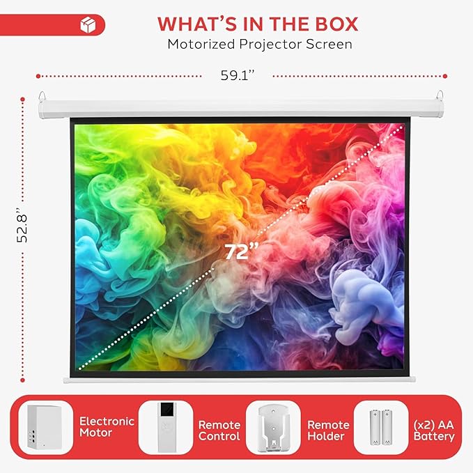 Pyle 72" Portable Motorized Matte White Projector Screen