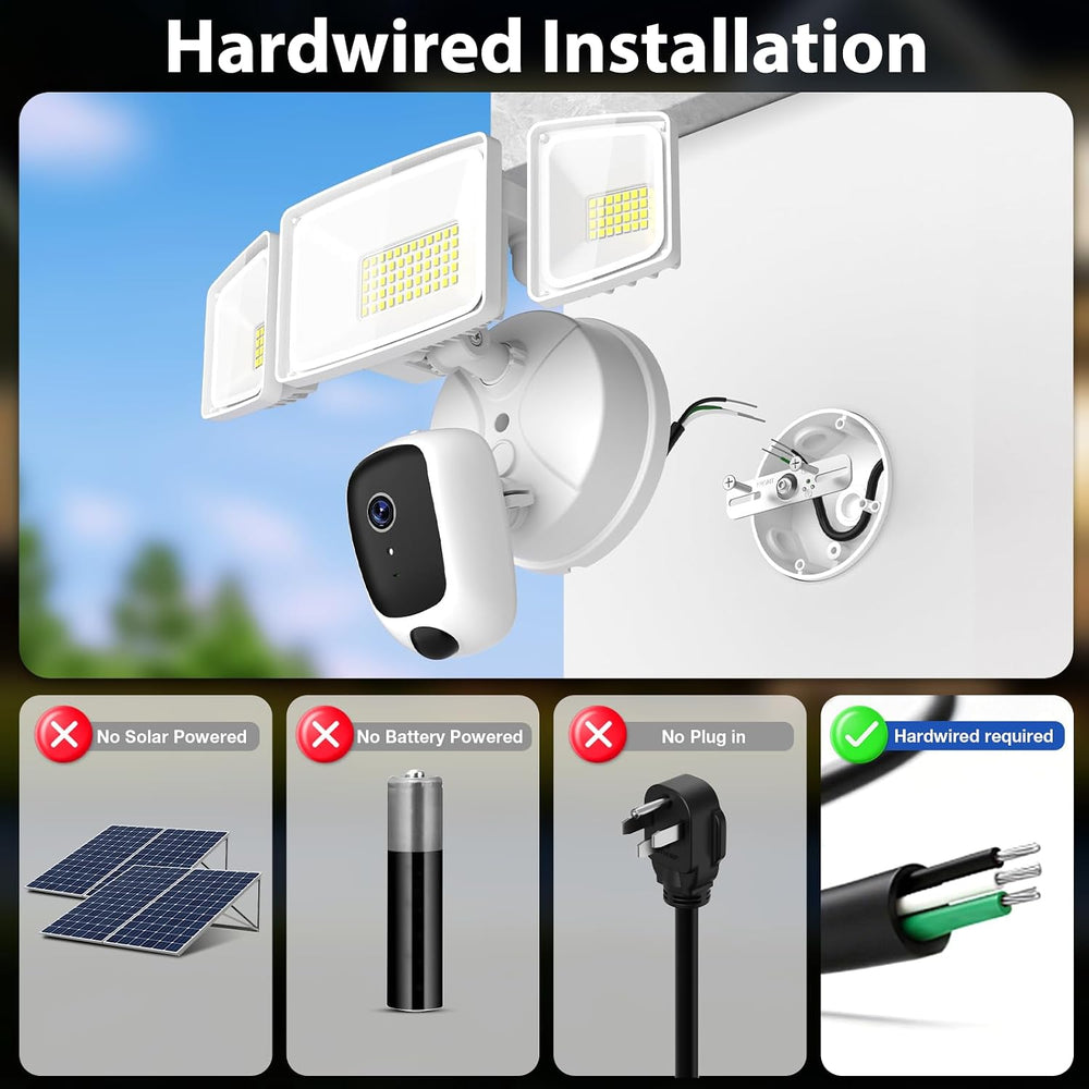 Onforu Hardwired Floodlight Camera Outdoor, Flood Light Security Cam White