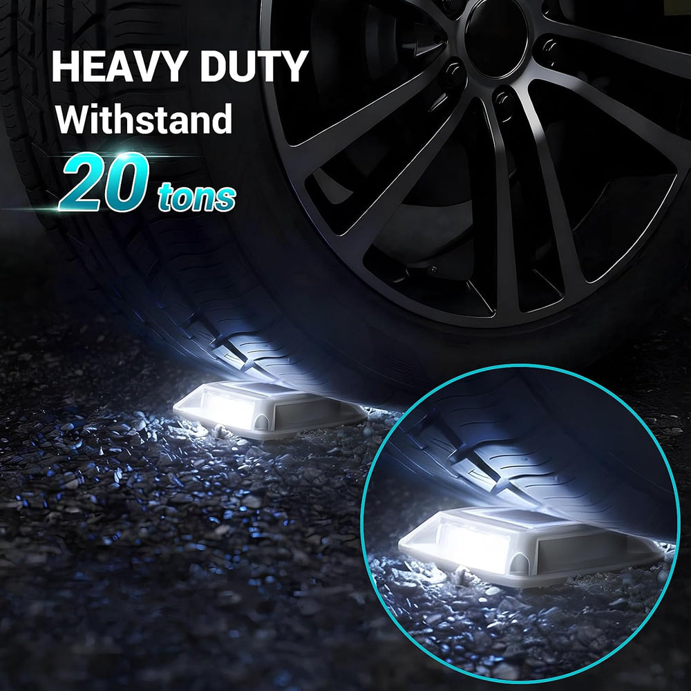 Solar Driveway Lights Outdoor 16 Pack, IP68 Waterproof Dock Lights, White