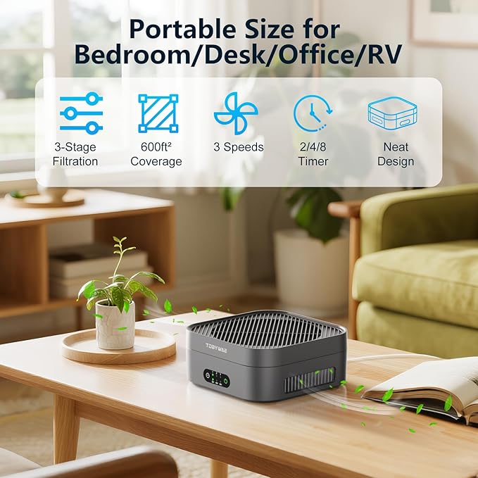 Air Purifiers for Home 600 Sq.Ft, TDBYWAE H13 True HEPA Air Purifier