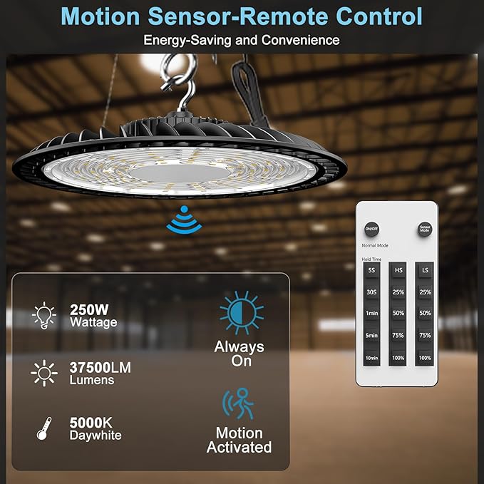 Lightdot Smart 250W High Bay LED Shop Lights 37, 500LM High Bay Lights (4Pack)