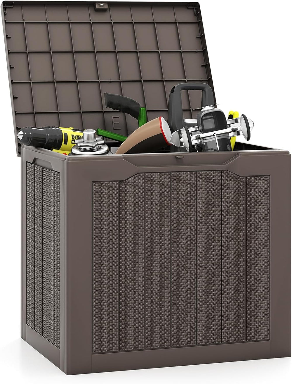 Tangkula 30 Gallon Outdoor Storage Box with Lockable Lid