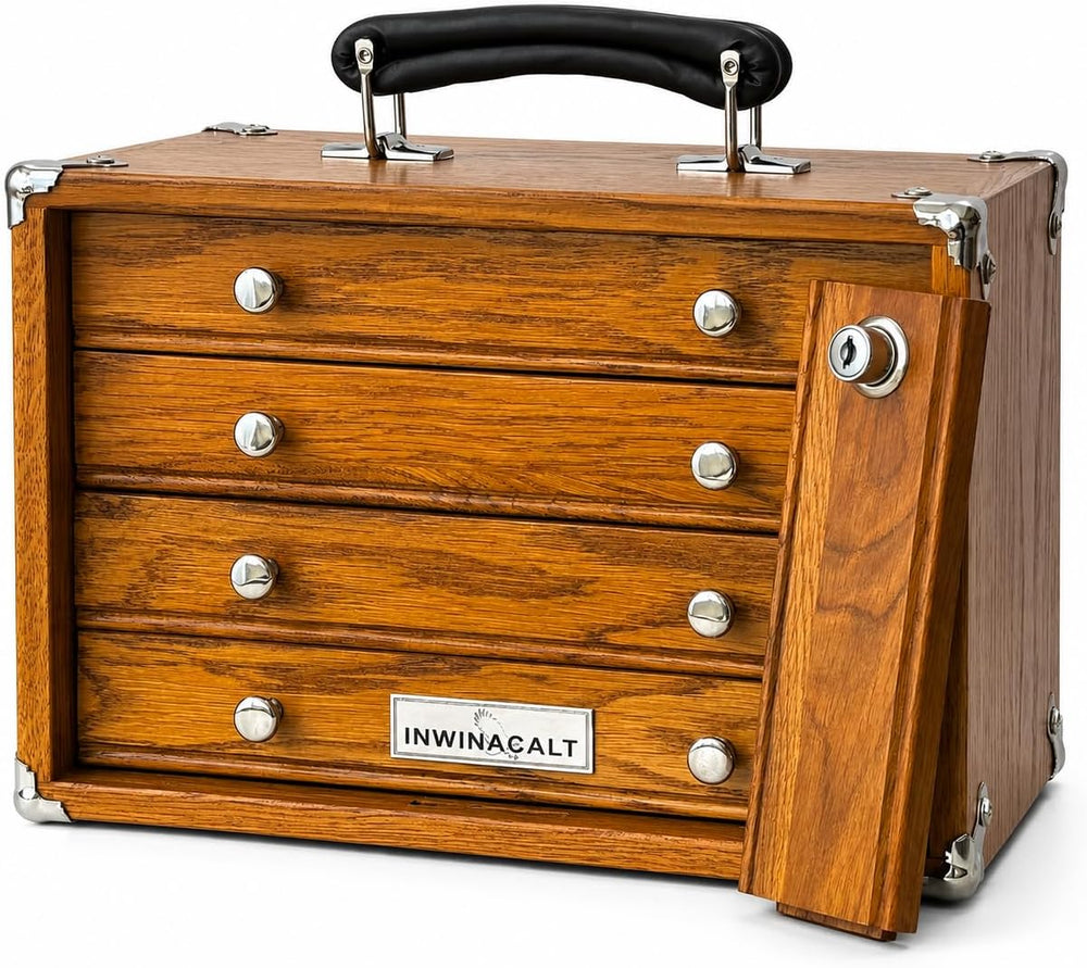 Heritage 4-Drawer Desktop Tool Box, Lock & Felt Lining