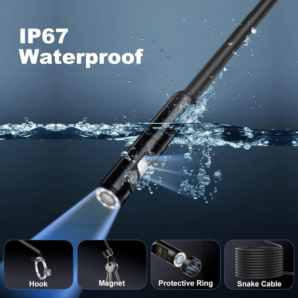 Dual-Lens Endoscope Camera with Light,1920P HD Borescope Inspection Camera
