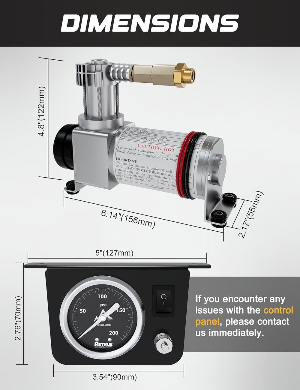RETRUE Onboard Air Compressor System Universal Air Bag Compressor Kit